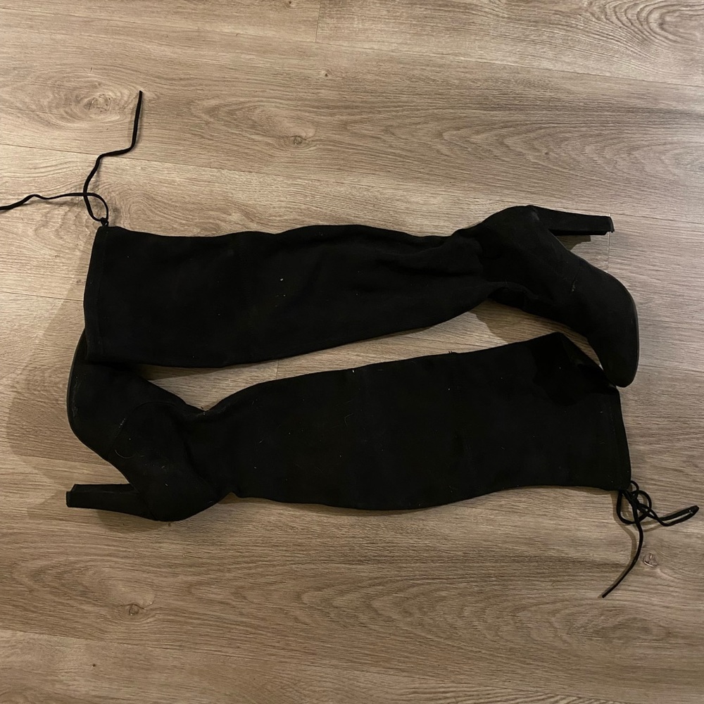 Steve Madden Black Suede Over the Knee Boots